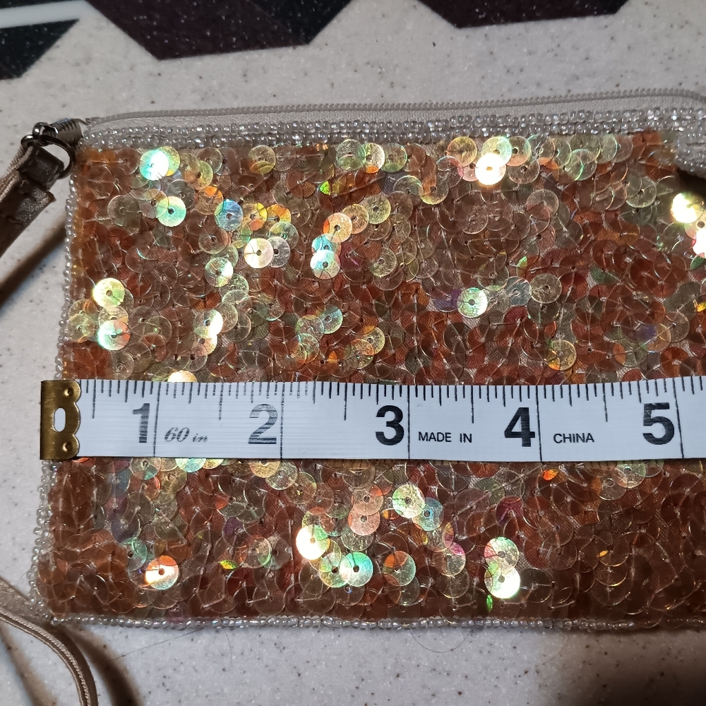 Sequined Rust Colored Formal Wristlet - Picture 5 of 8